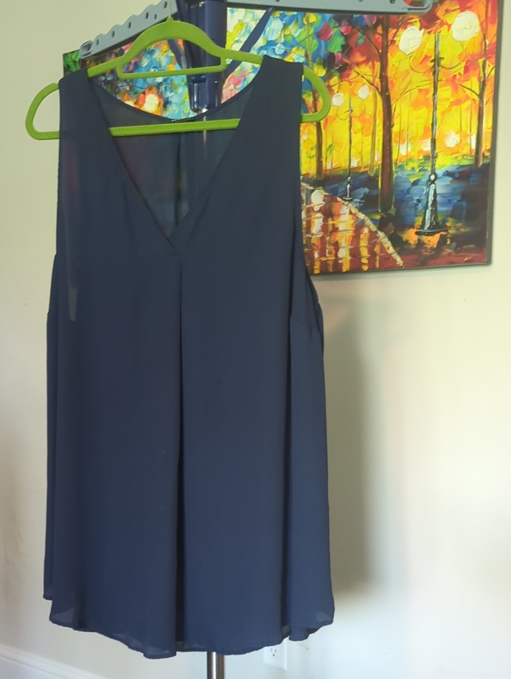 torrid Navy V-Neck Chiffon Camisole Tank